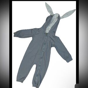 Kids Tales 2T Gray Baby Easter Outfit Toddler Bunny Ears Hooded Bodysuit Pajama